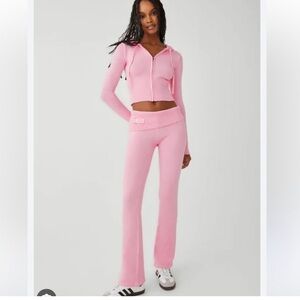 Frankie's Bikinis Pink Low-Rise Knit Pants & Sweater Set